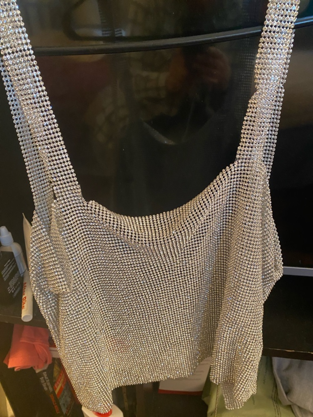 Lulu's Silver Rhinestone Crop Top 👀 - Picture 3 of 3